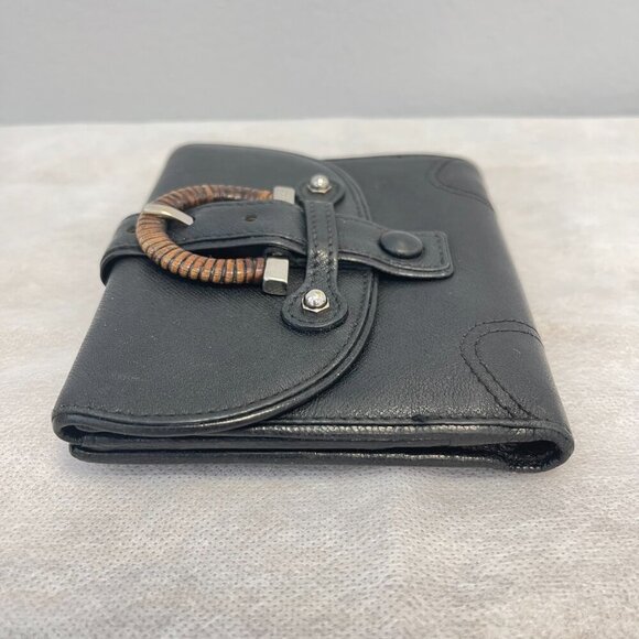 Salvatore Ferragamo Black Leather Bifold Wallet w/ Bamboo Gancini - Preowned - Picture 6 of 13